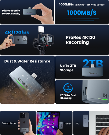 CreatorDrive™ – Pro Portable SSD Hub for iPhone & Camera Gear